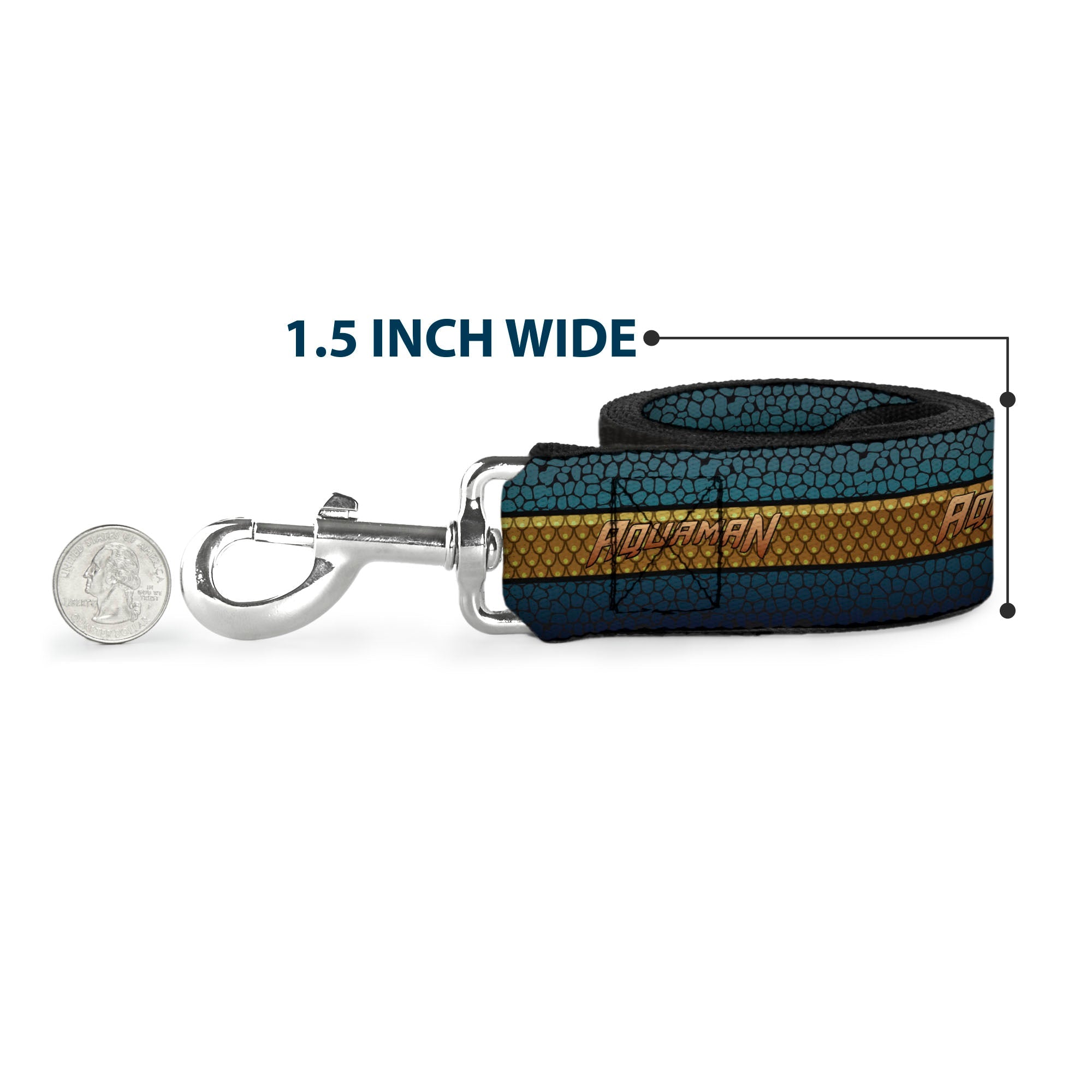 Dog Leash - AQUAMAN Scales Stripe Blues/Golds