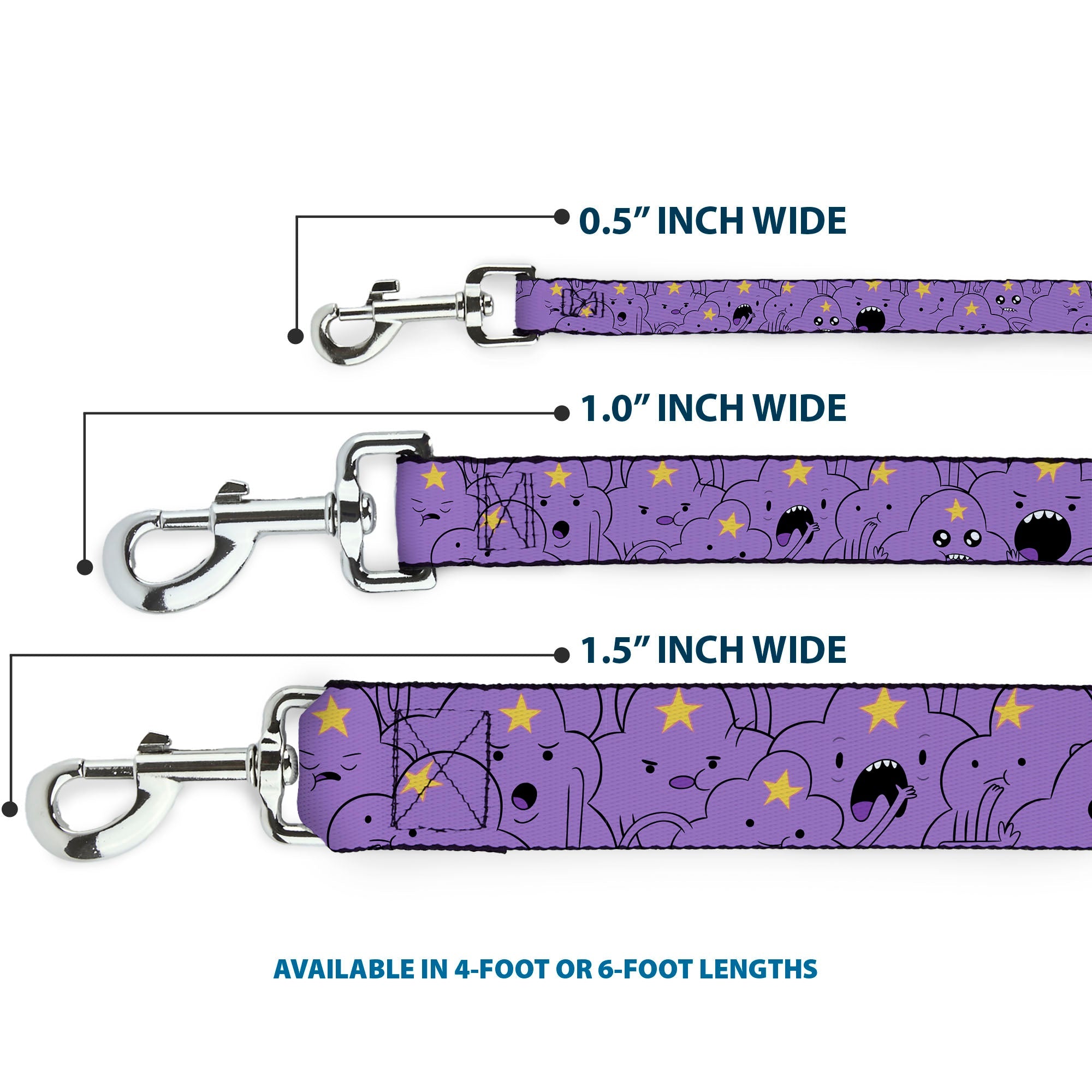 Dog Leash - Adventure Time Lumpy Space Princess Expressions Stacked Lavender - HT Animal Supply
