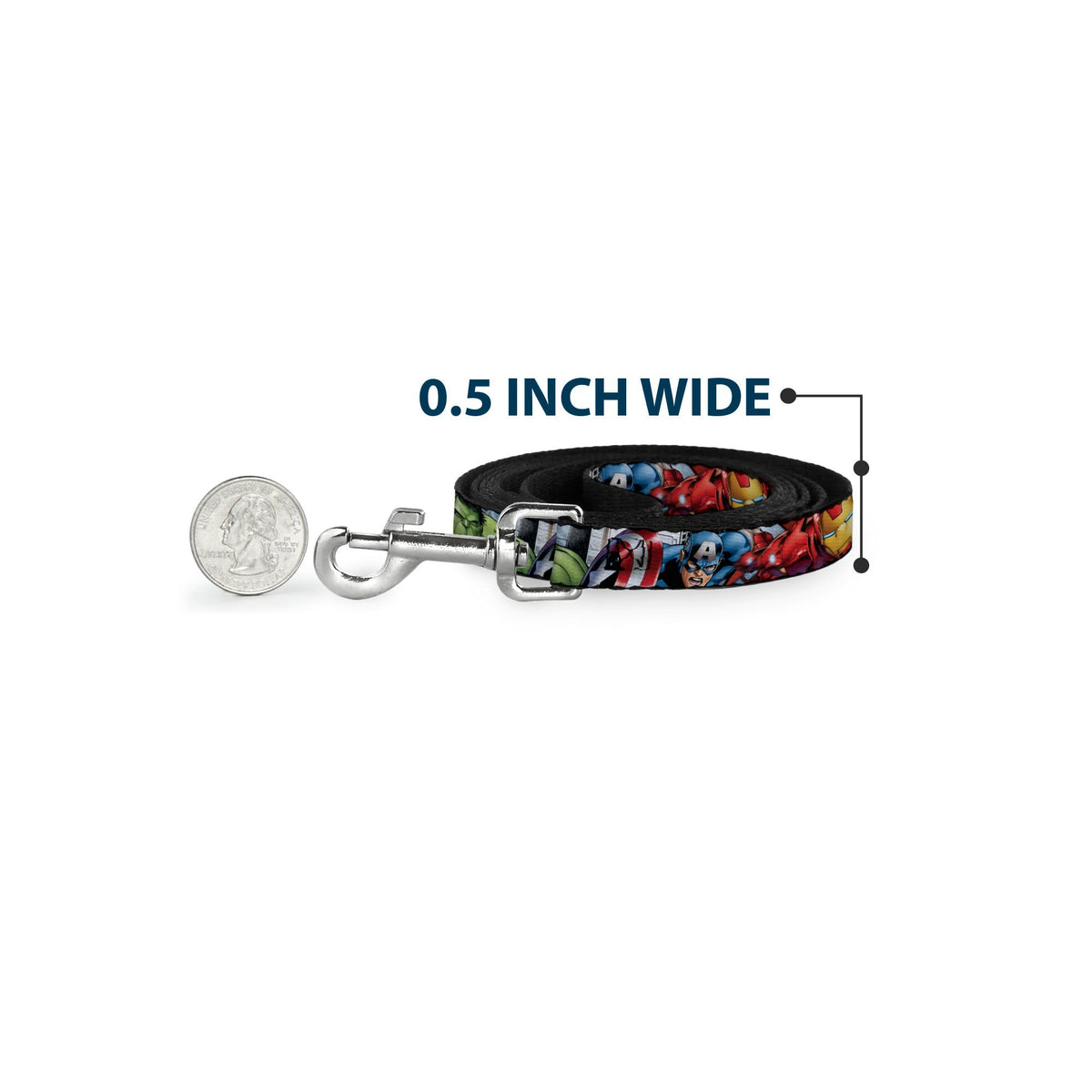 Dog Leash - Marvel Avengers 4-Superhero Poses CLOSE-UP 