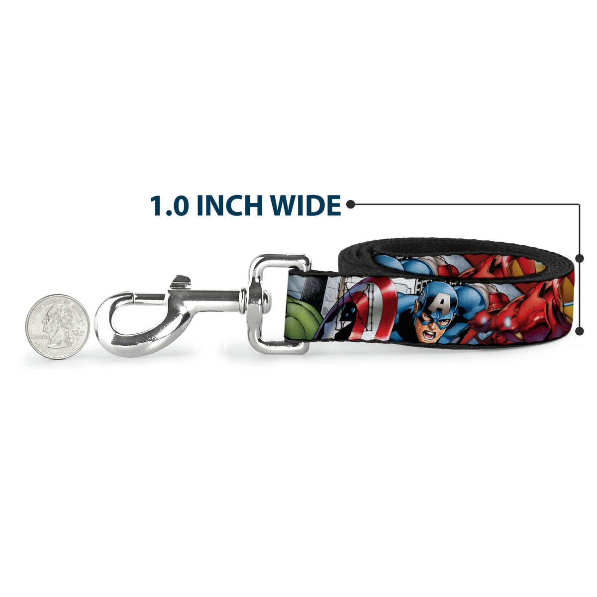 Dog Leash - Marvel Avengers 4-Superhero Poses CLOSE-UP 
