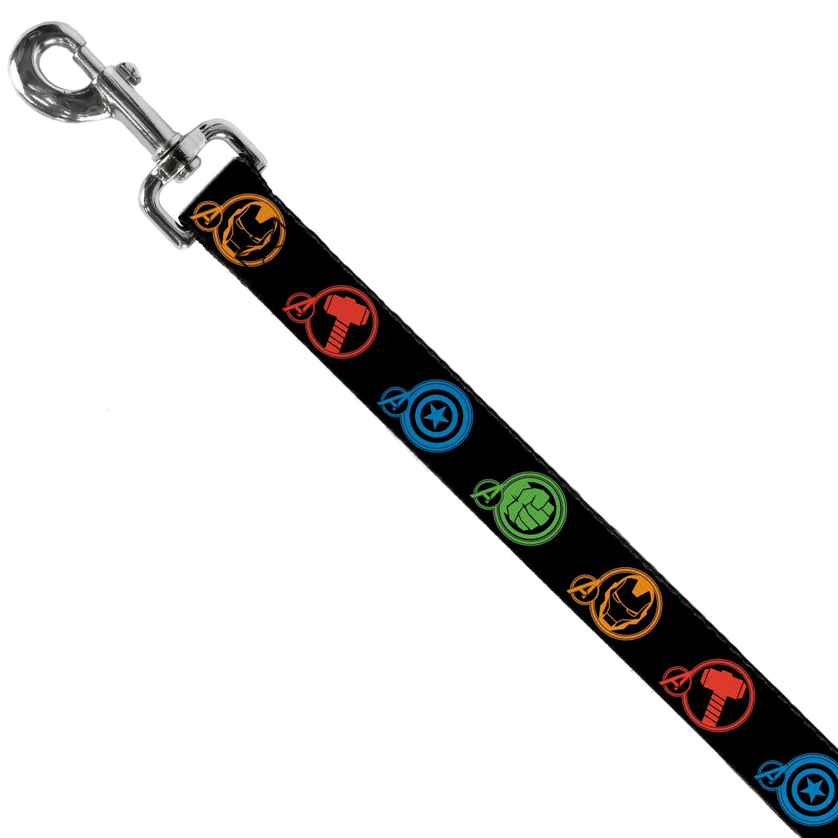 Dog Leash - Marvel Avengers Superhero Logos Black/Multi Color 