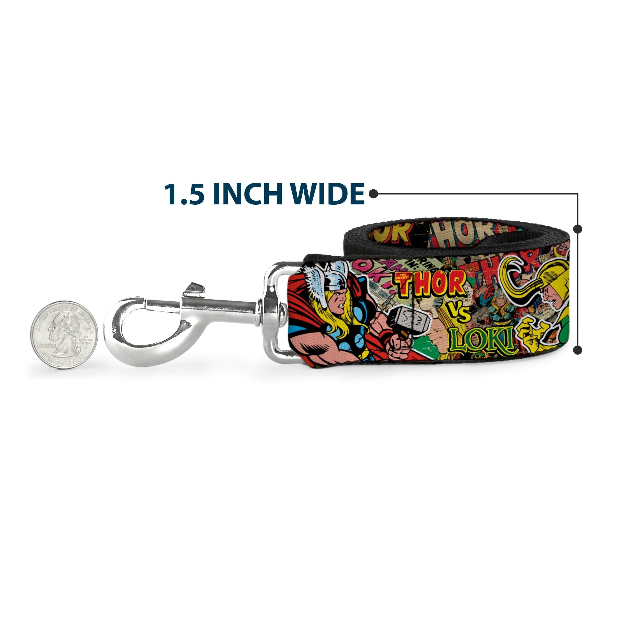 Dog Leash - Thor & Loki Poses/Retro Comic Books Stacked 