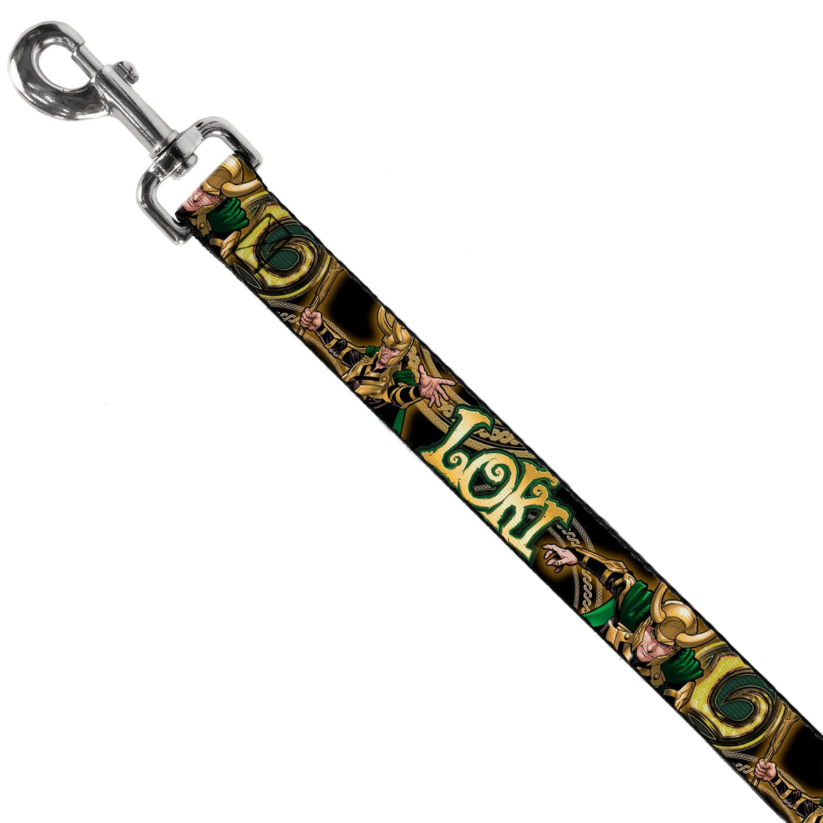 Dog Leash - LOKI Poses Black/Gold/Green 