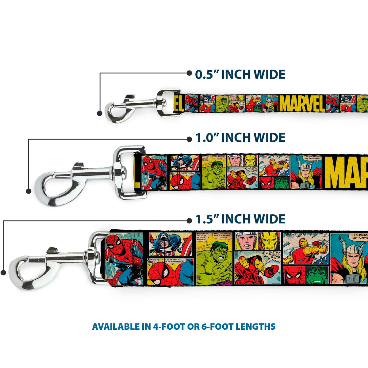 Dog Leash - MARVEL/Retro Comic Panels Black/Yellow 