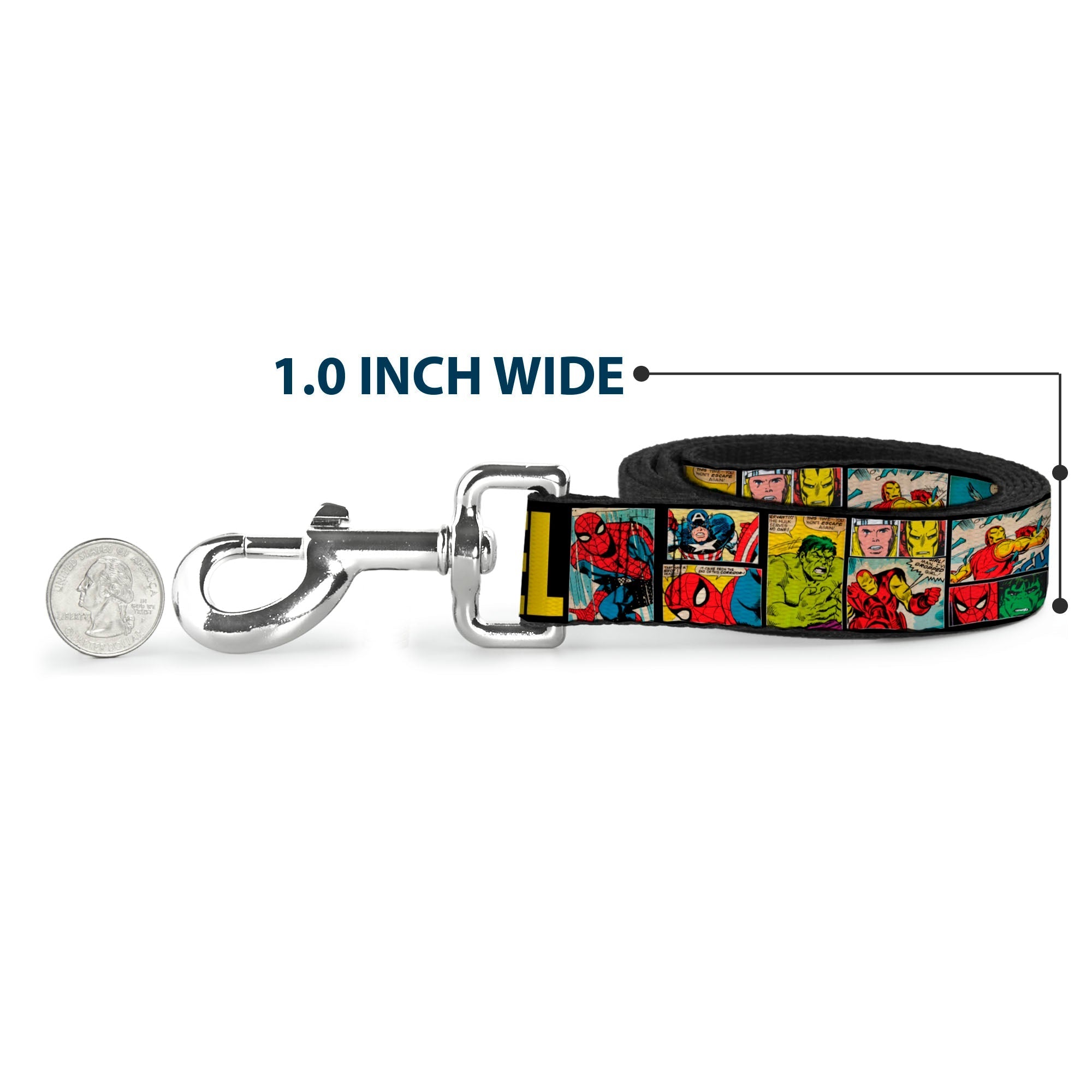 Dog Leash - MARVEL/Retro Comic Panels Black/Yellow 