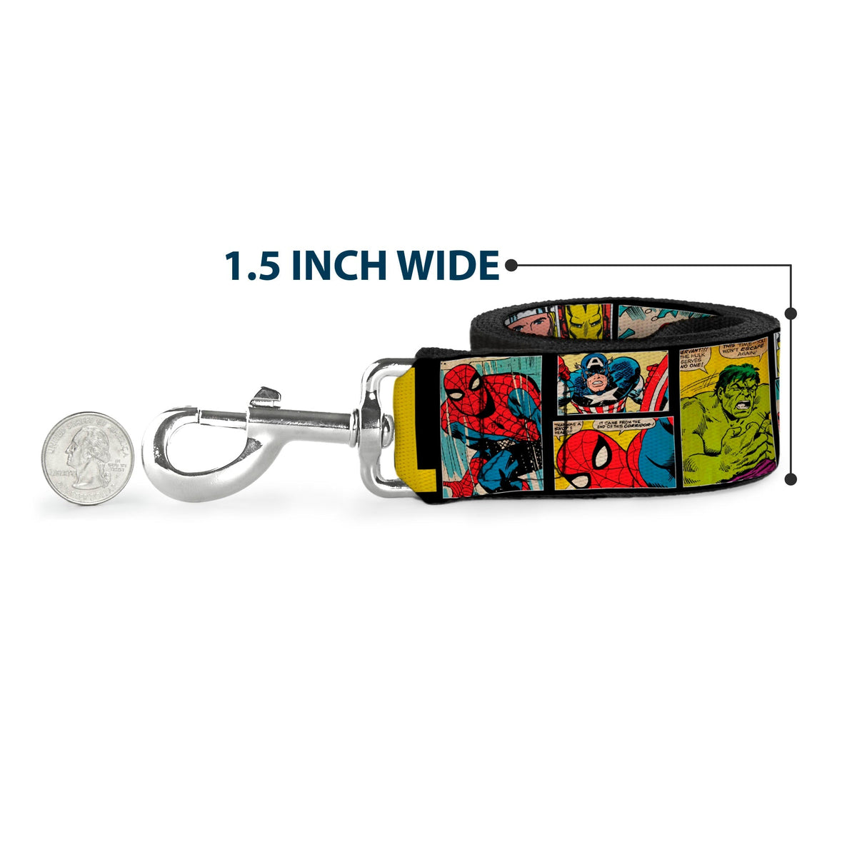 Dog Leash - MARVEL/Retro Comic Panels Black/Yellow 