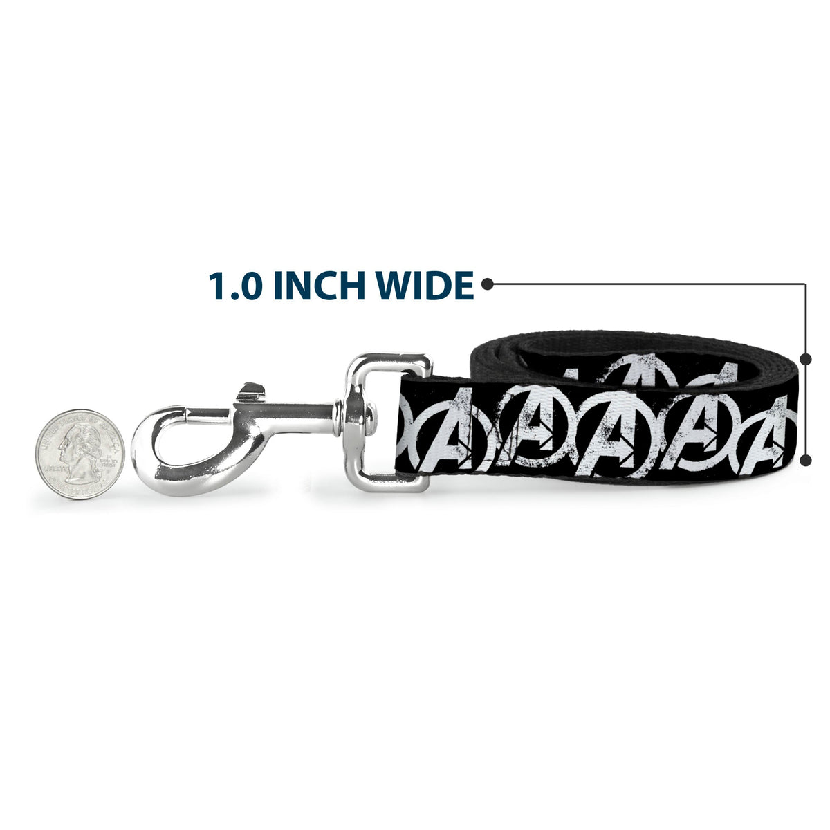 Dog Leash - Avengers "A" Logo Weathered Black/White 