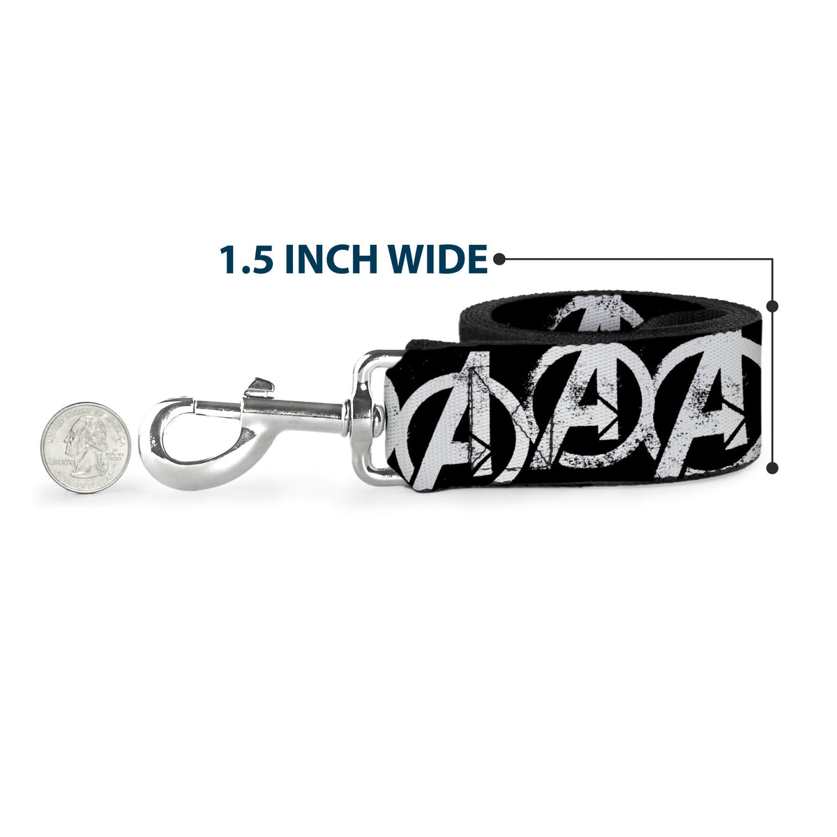 Dog Leash - Avengers "A" Logo Weathered Black/White 