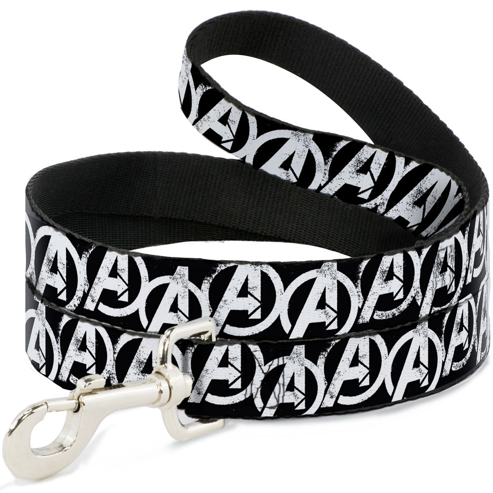 Dog Leash - Avengers "A" Logo Weathered Black/White 