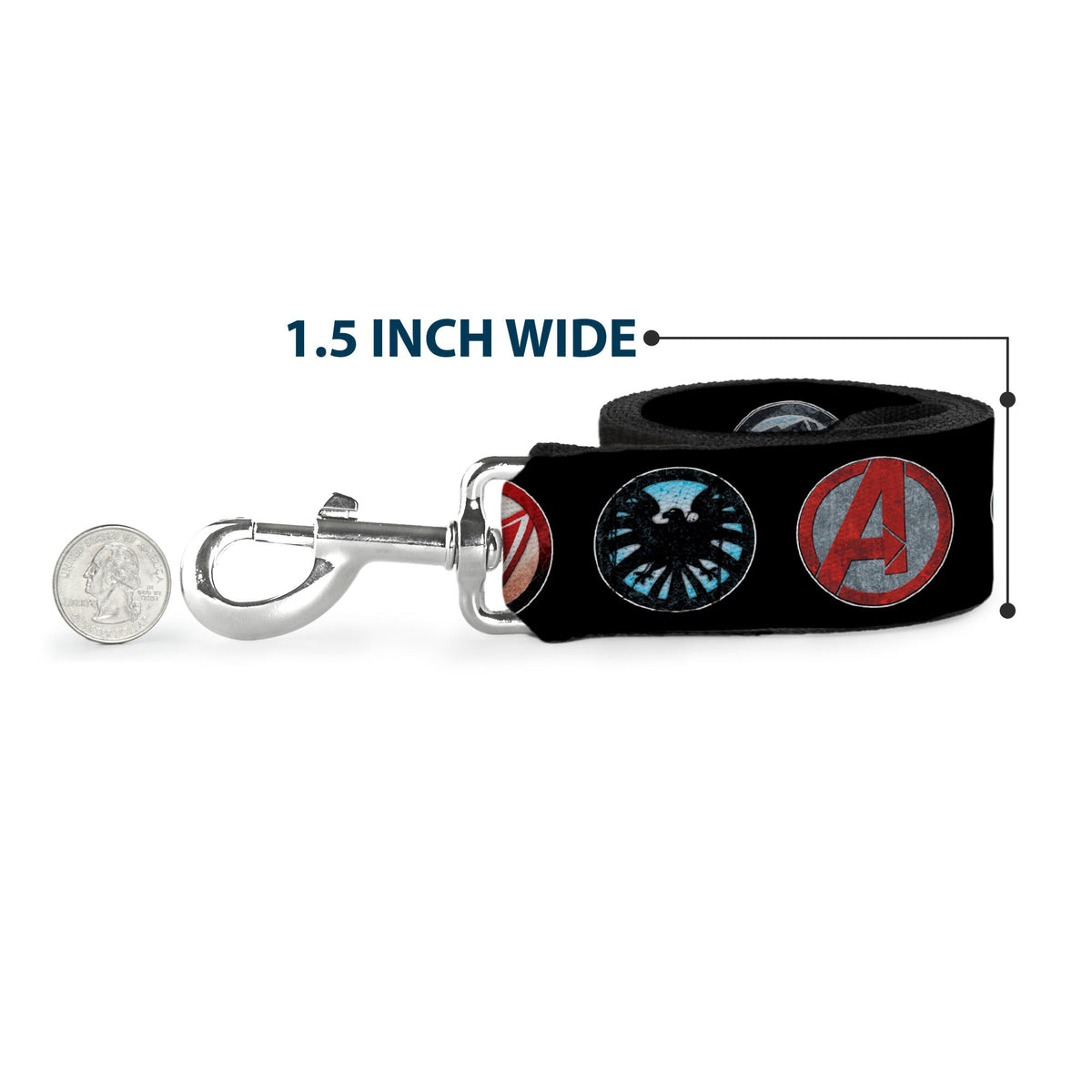 Dog Leash - 9-Avenger Icons Black/Multi Color 