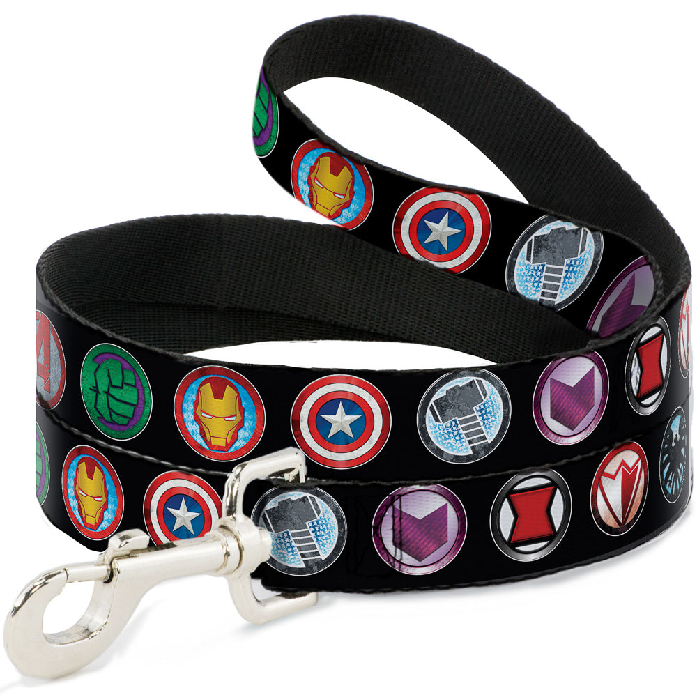 Dog Leash - 9-Avenger Icons Black/Multi Color 
