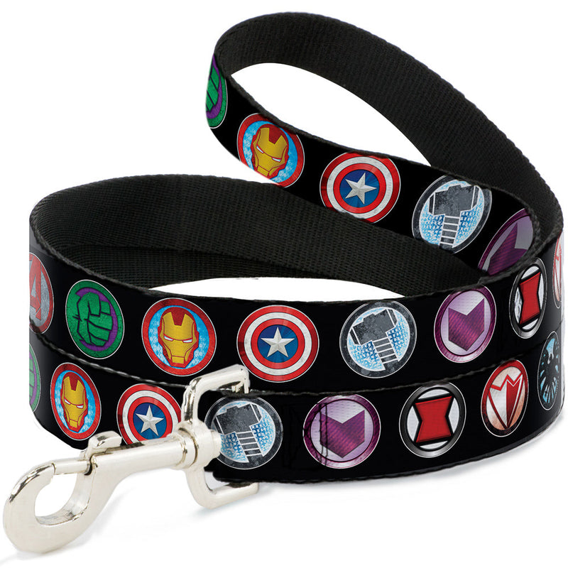 Dog Leash - 9-Avenger Icons Black/Multi Color 