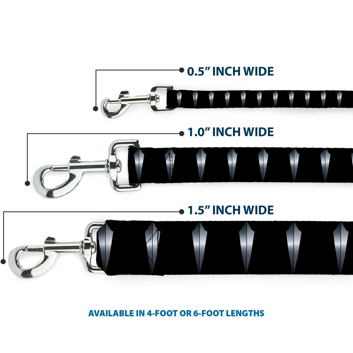 Dog Leash - Black Panther Tooth Necklace Black/Silvers 