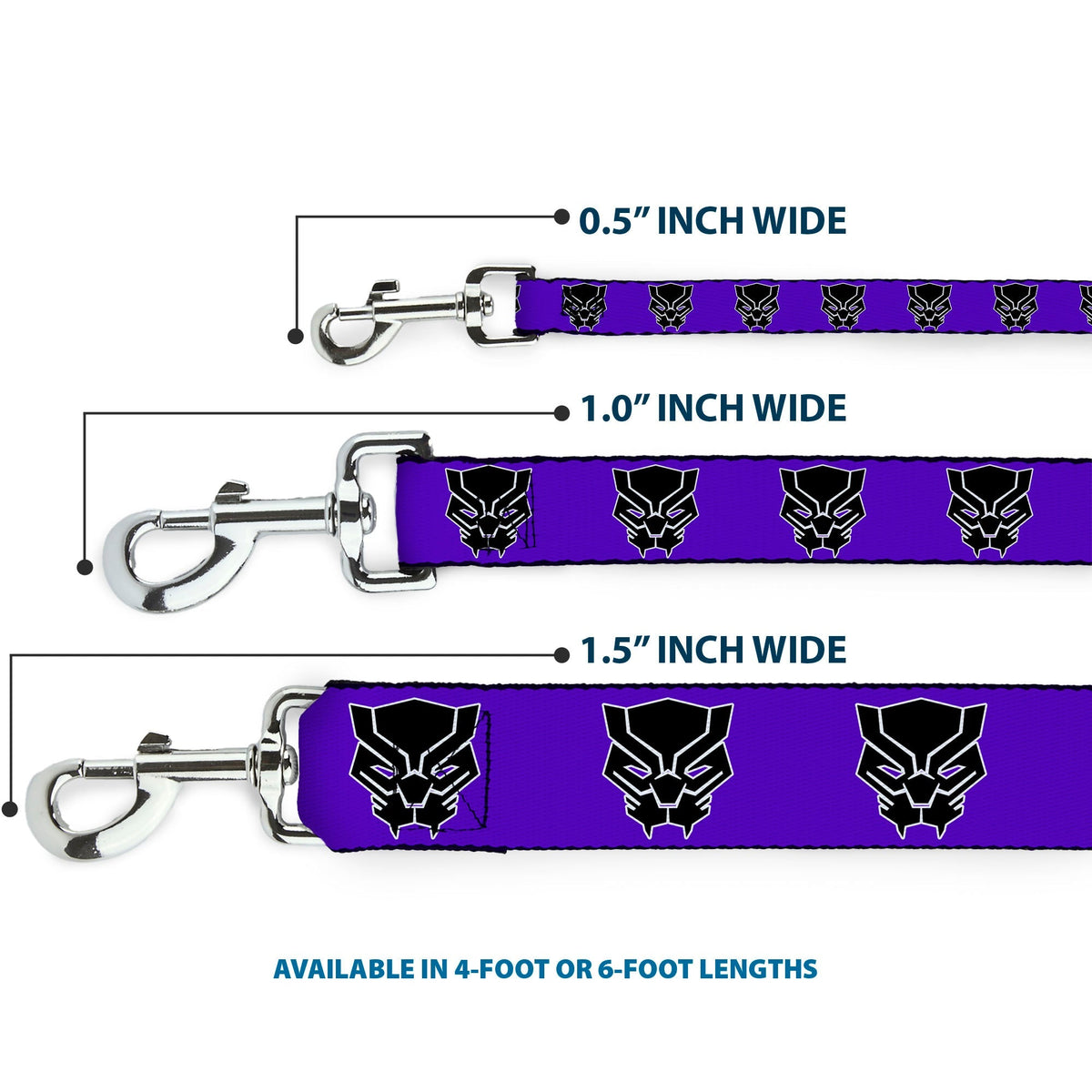 Dog Leash - Black Panther Avengers Icon Purple/White/Black 