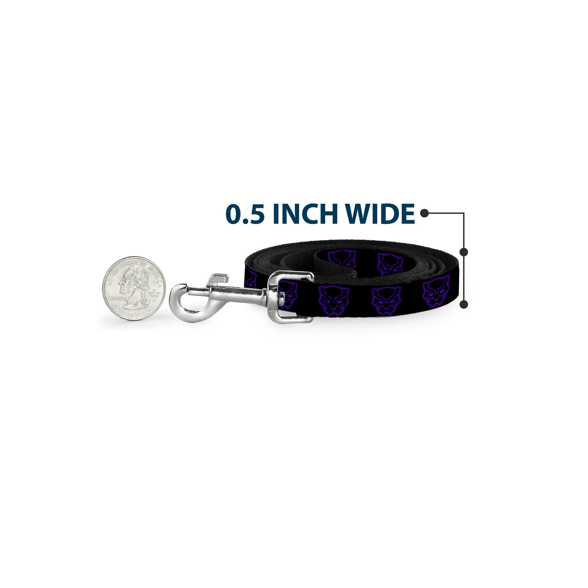 Dog Leash - Black Panther Avengers Icon Outline Black/Purple 