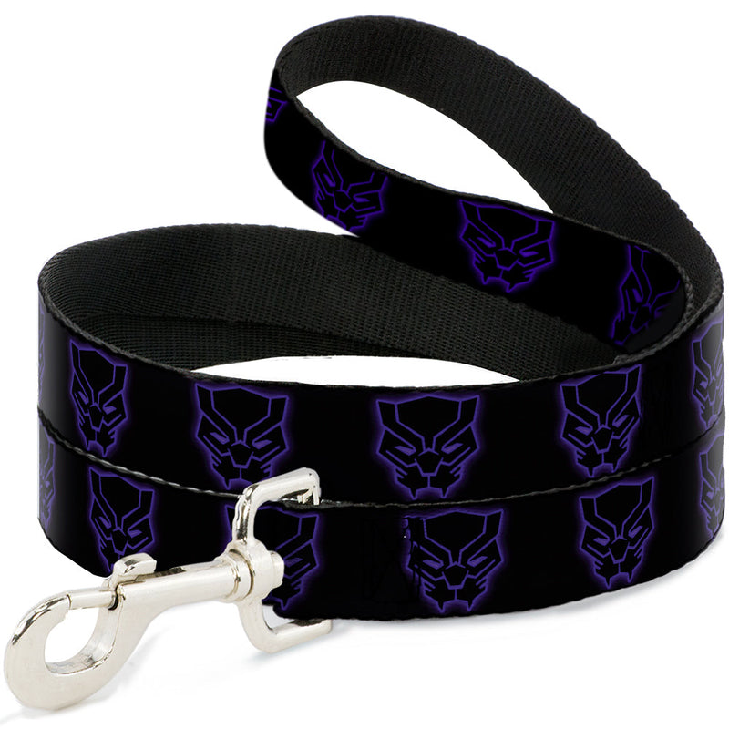 Dog Leash - Black Panther Avengers Icon Outline Black/Purple 