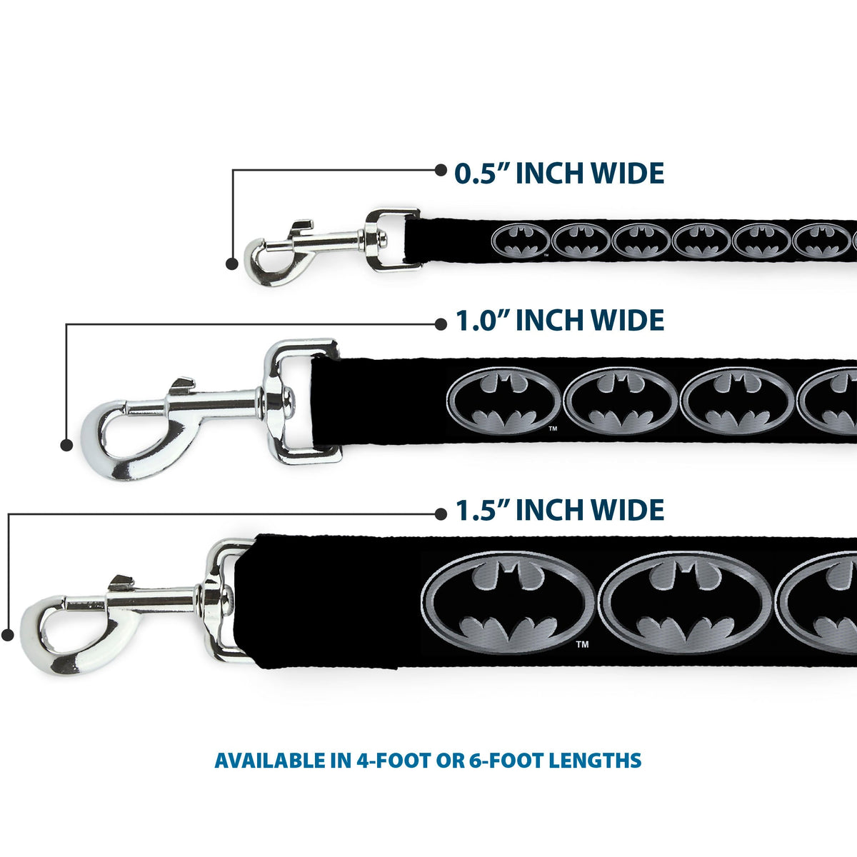 Dog Leash - Batman Shield Black/Silver 