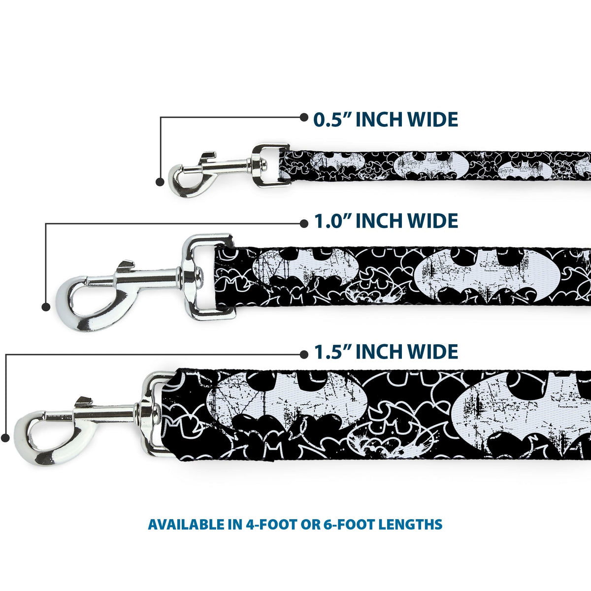 Dog Leash - Batman Outlines Black/White 