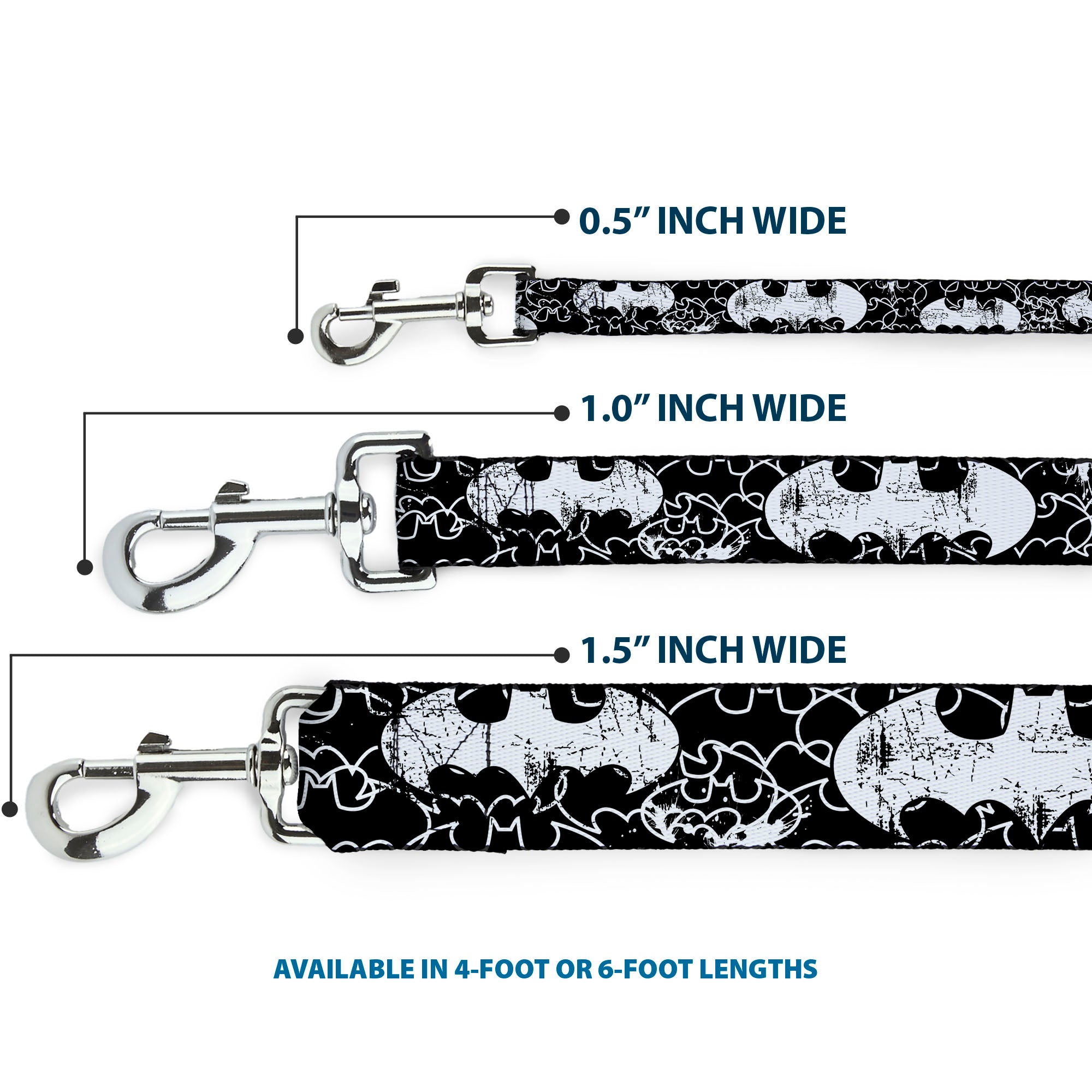 Dog Leash - Batman Outlines Black/White 