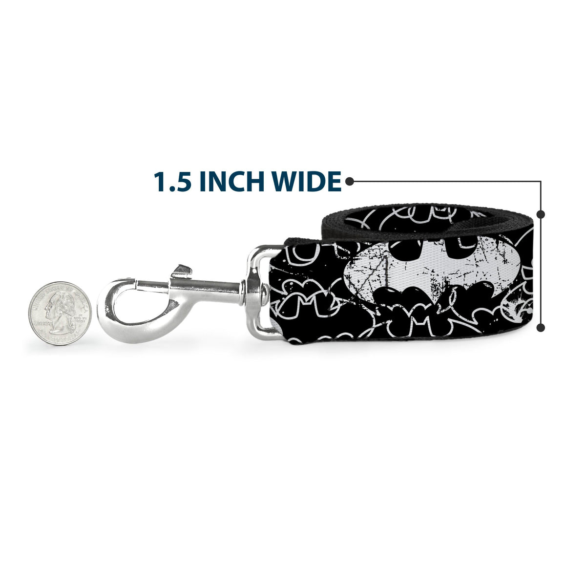Dog Leash - Batman Outlines Black/White 
