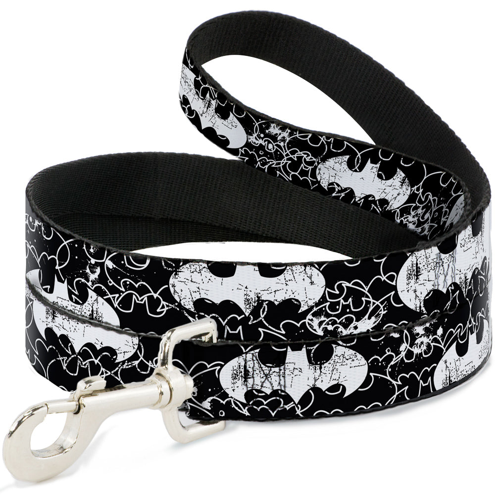 Dog Leash - Batman Outlines Black/White 