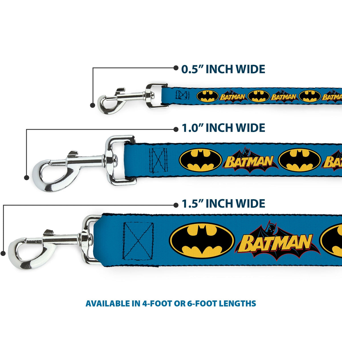 Dog Leash - Vintage Batman Logo & Bat Signal Blue 