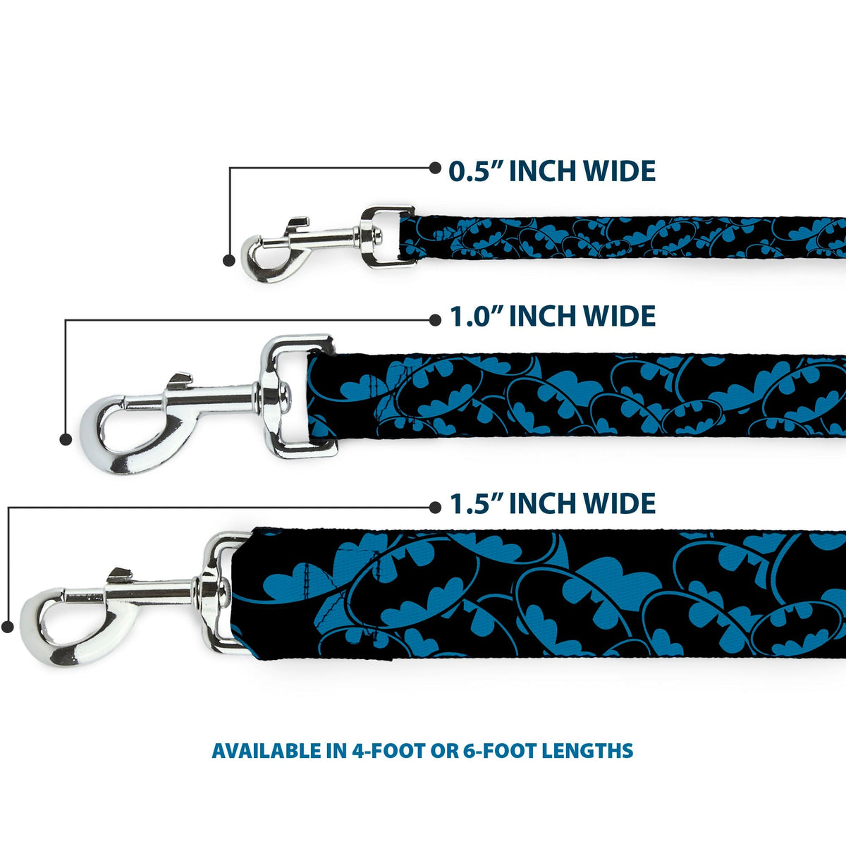 Dog Leash - Bat Signals Stacked Blue/Black 