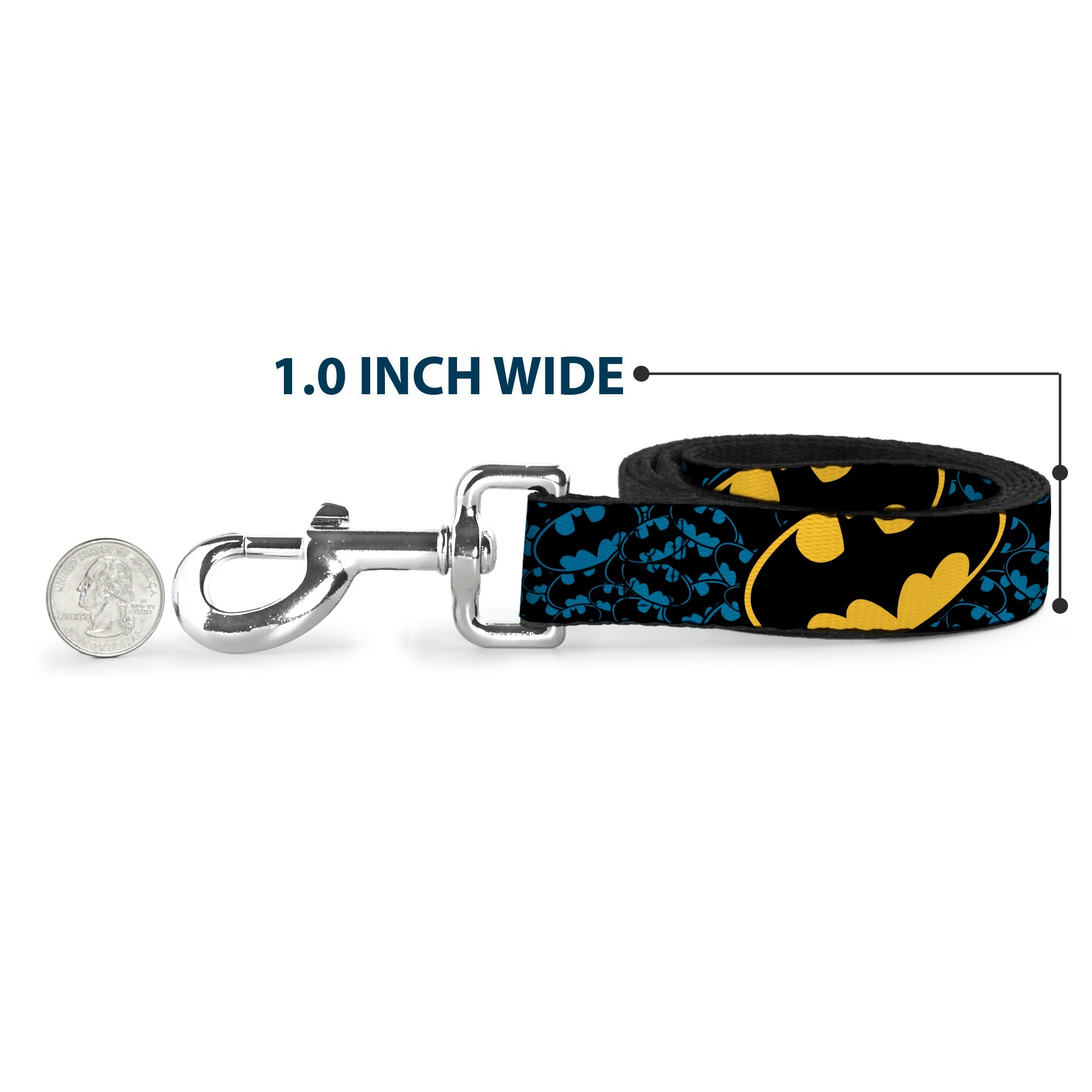 Dog Leash - Bat Signals Stacked w/CLOSE-UP Blue/Black/Yellow