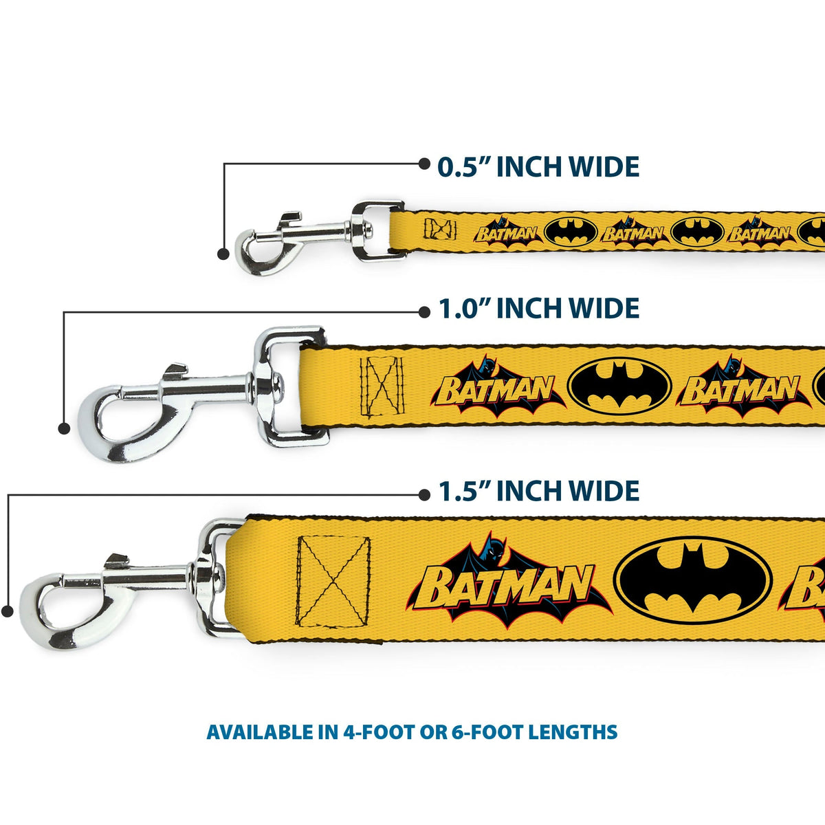 Dog Leash - Vintage Batman Logo & Bat Signal-3 Yellow 