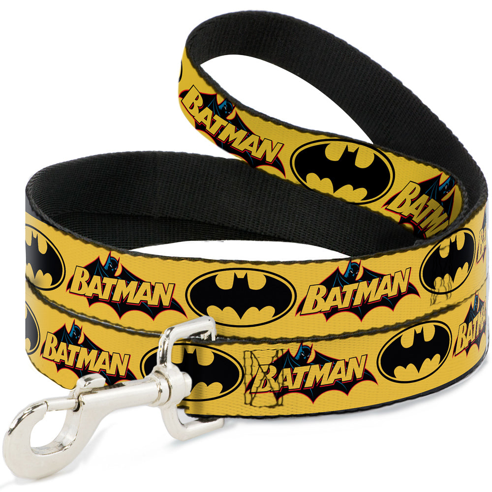 Dog Leash - Vintage Batman Logo & Bat Signal-3 Yellow 