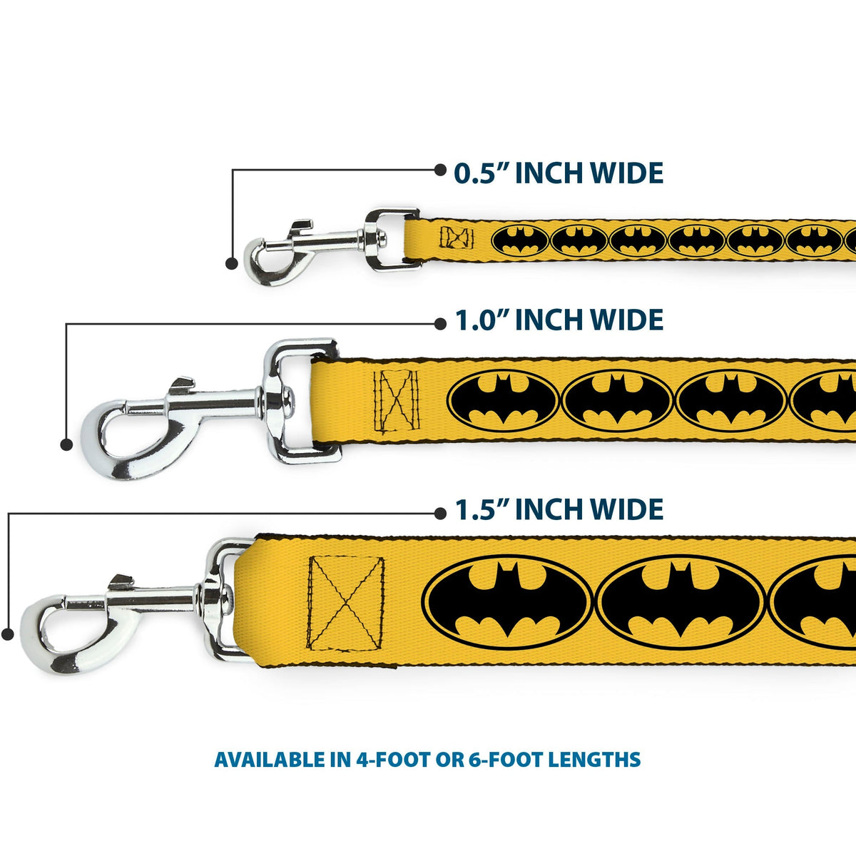 Dog Leash - Bat Signal-3 Yellow/Black/Yellow 