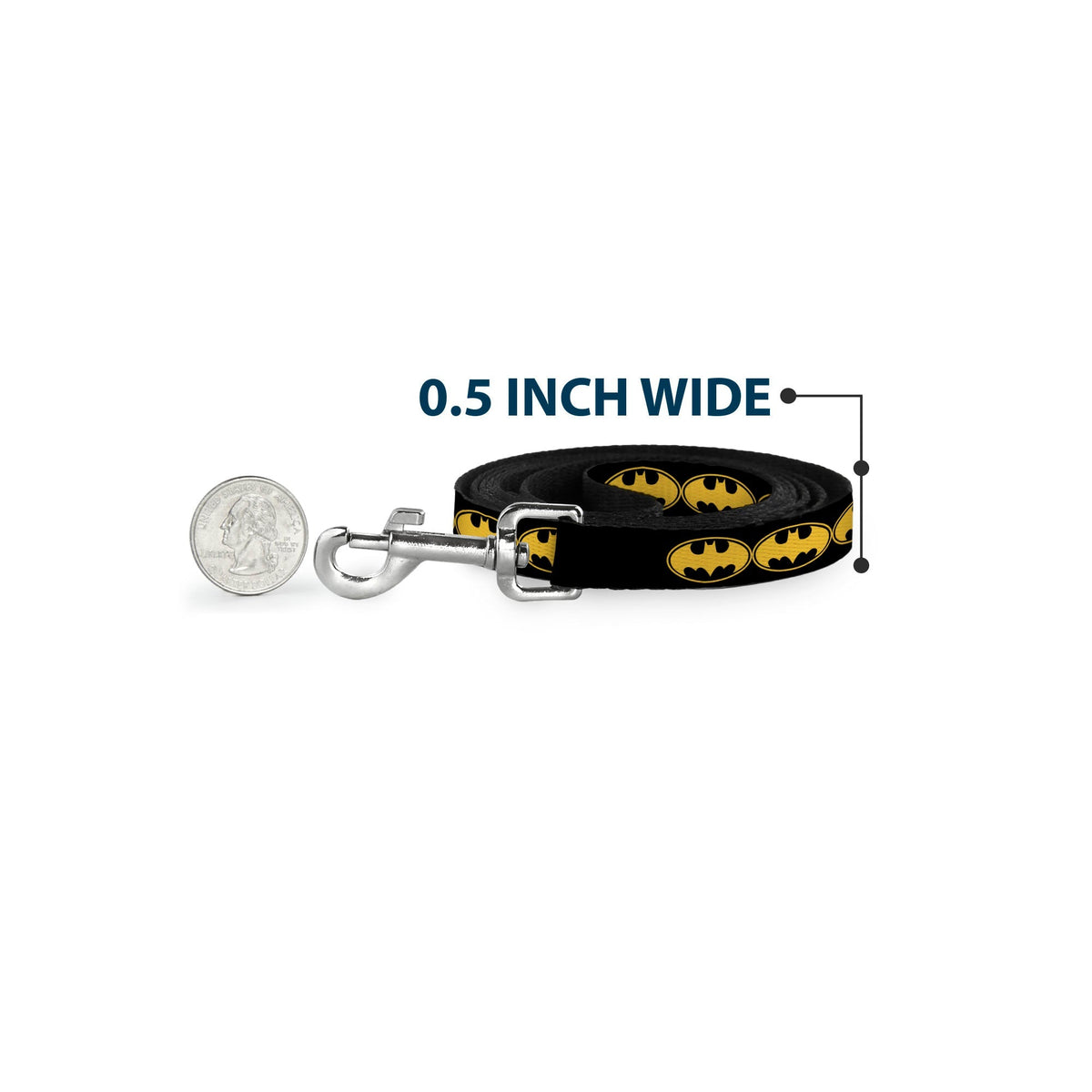 Dog Leash - Bat Signal-3 Black/Yellow/Black 