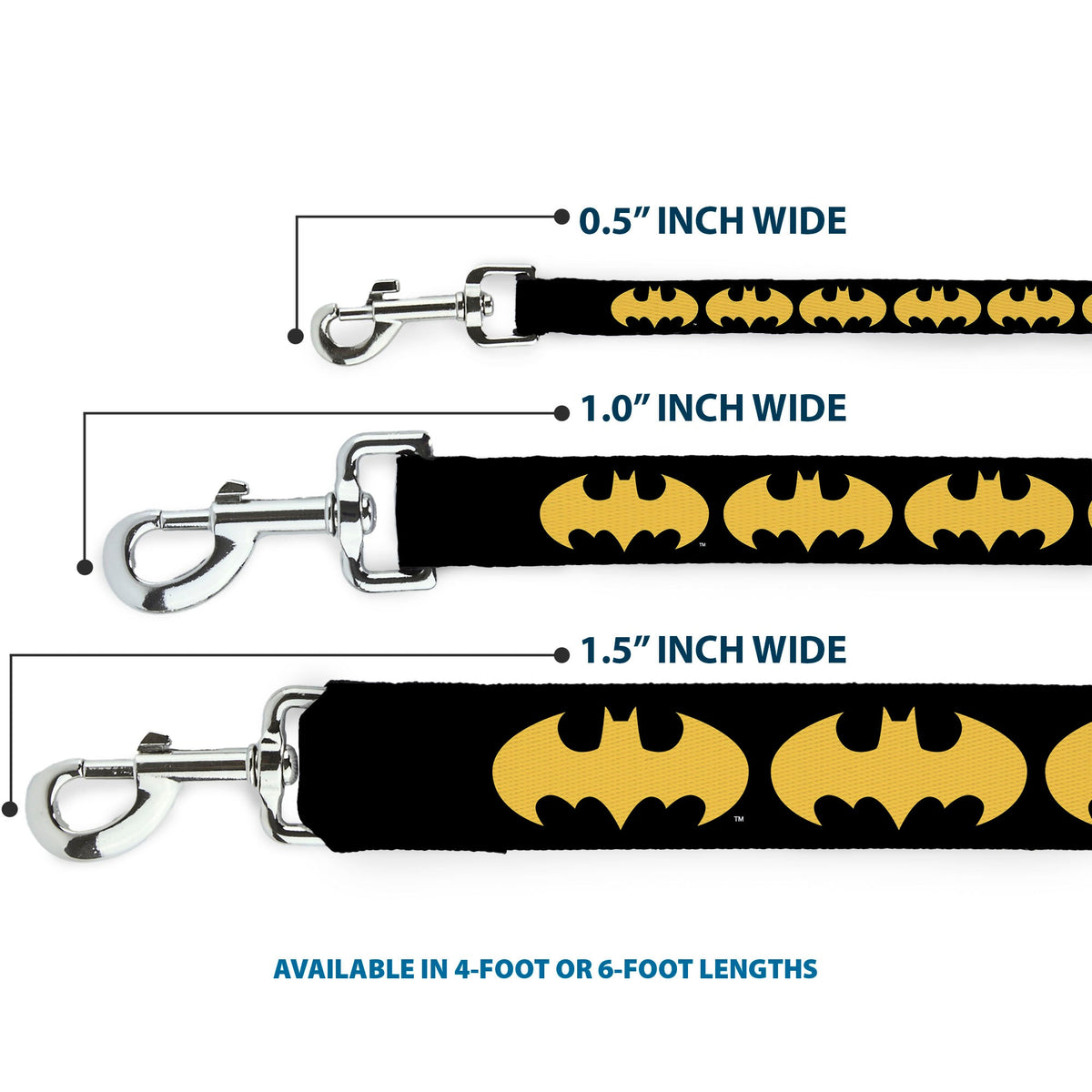Dog Leash - Bat Signal-1 Black/Yellow 