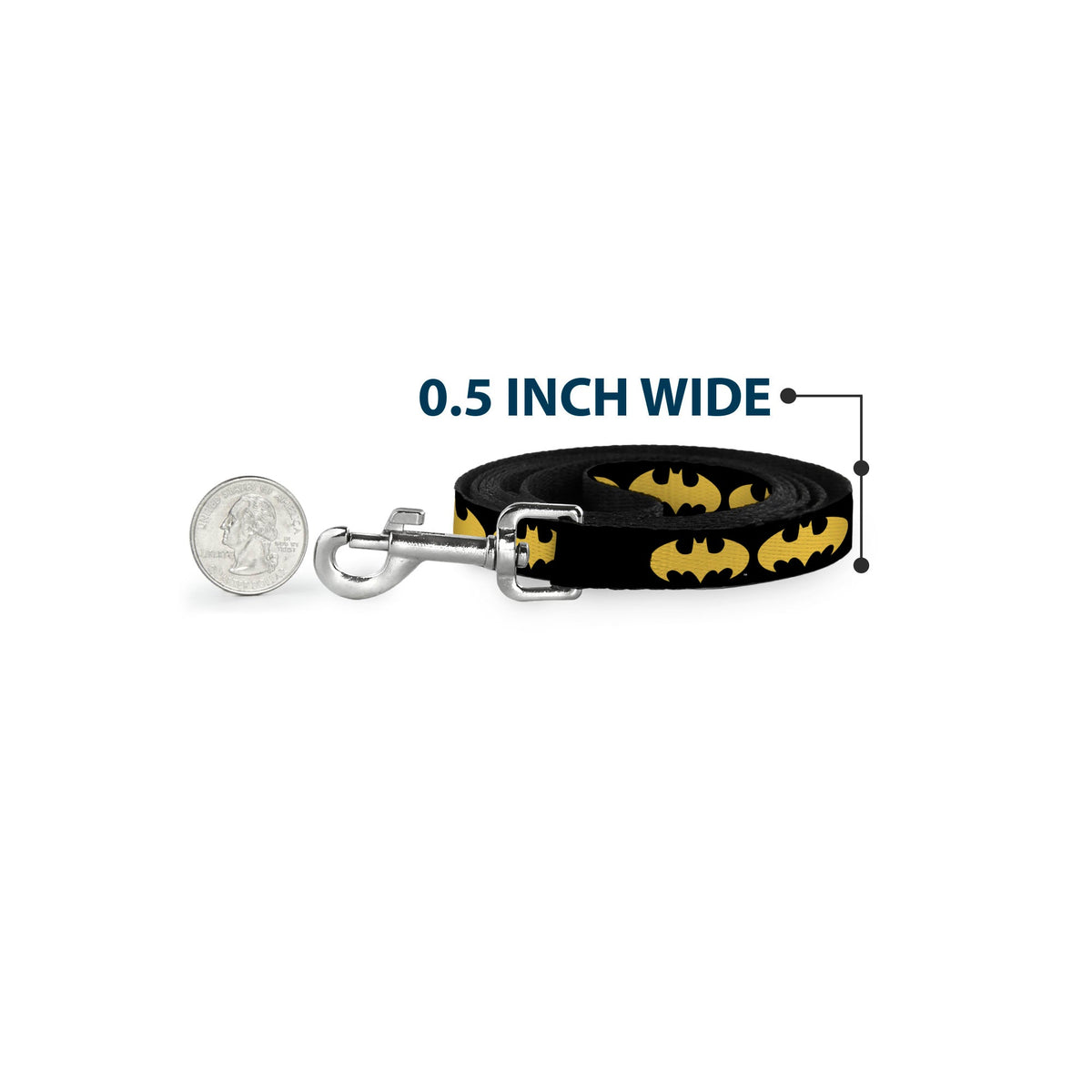 Dog Leash - Bat Signal-1 Black/Yellow 