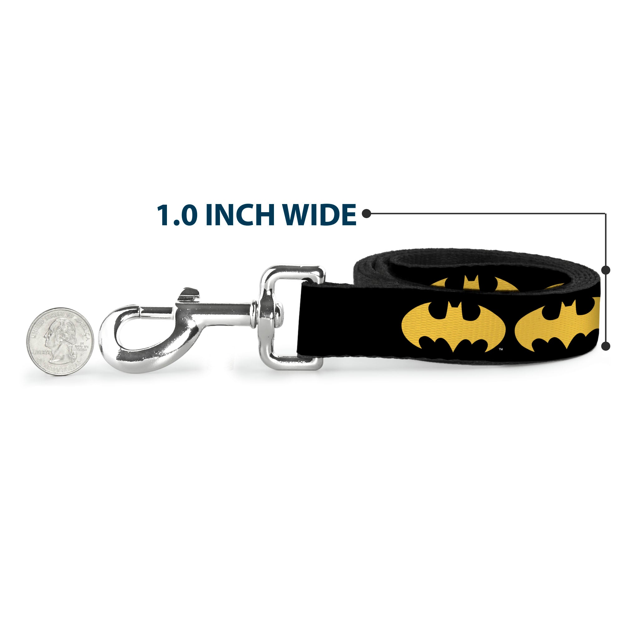 Dog Leash - Bat Signal-1 Black/Yellow