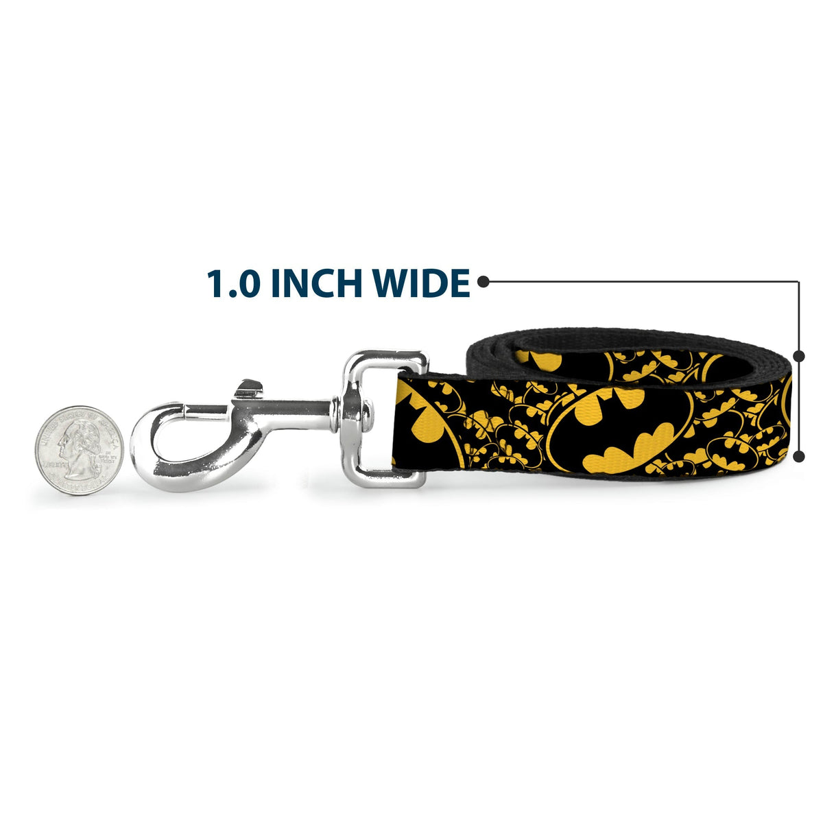 Dog Leash - Bat Signals Stacked w/CLOSE-UP Yellow/Black 