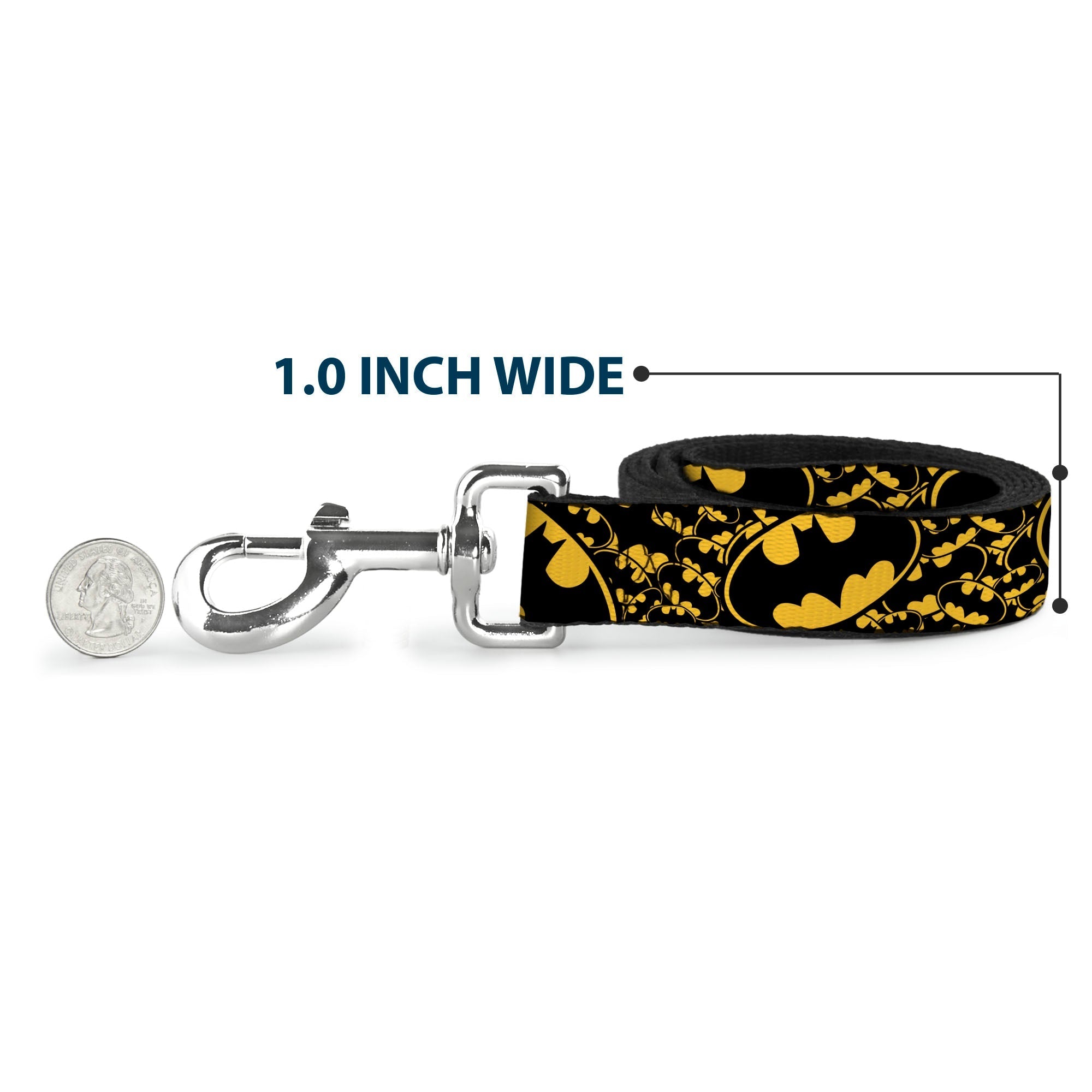 Dog Leash - Bat Signals Stacked w/CLOSE-UP Yellow/Black 