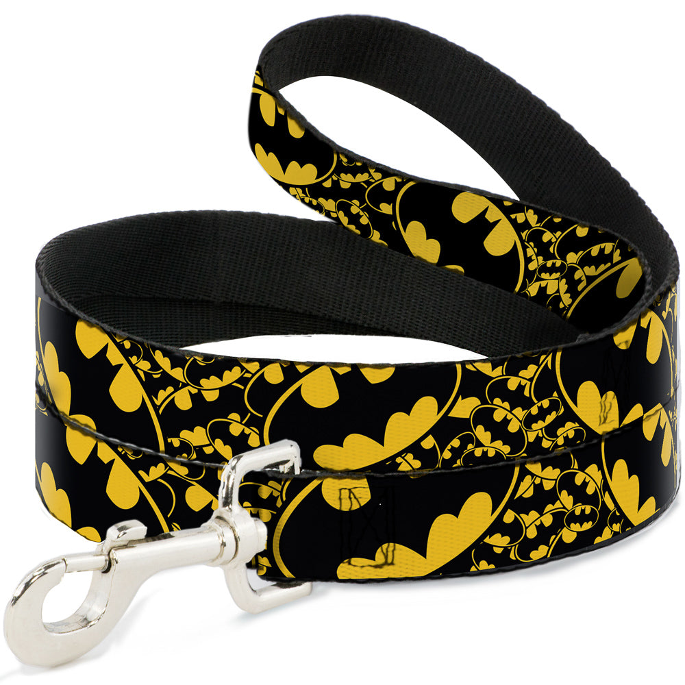 Dog Leash - Bat Signals Stacked w/CLOSE-UP Yellow/Black 