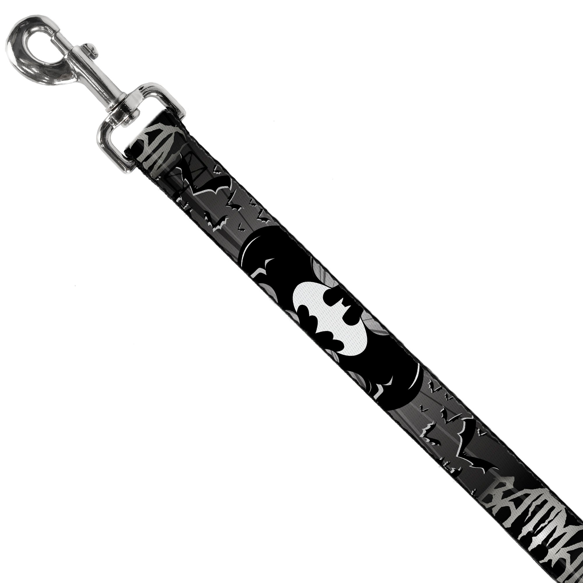 Dog Leash - BATMAN w/Bat Signals & Flying Bats Black/White 
