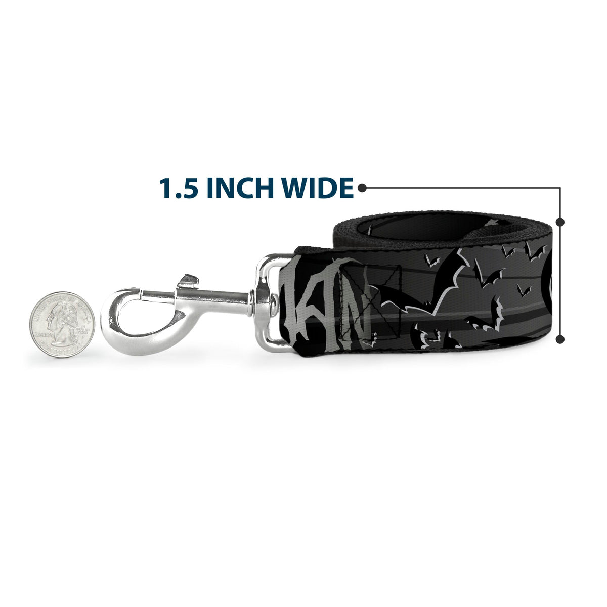 Dog Leash - BATMAN w/Bat Signals & Flying Bats Black/White 