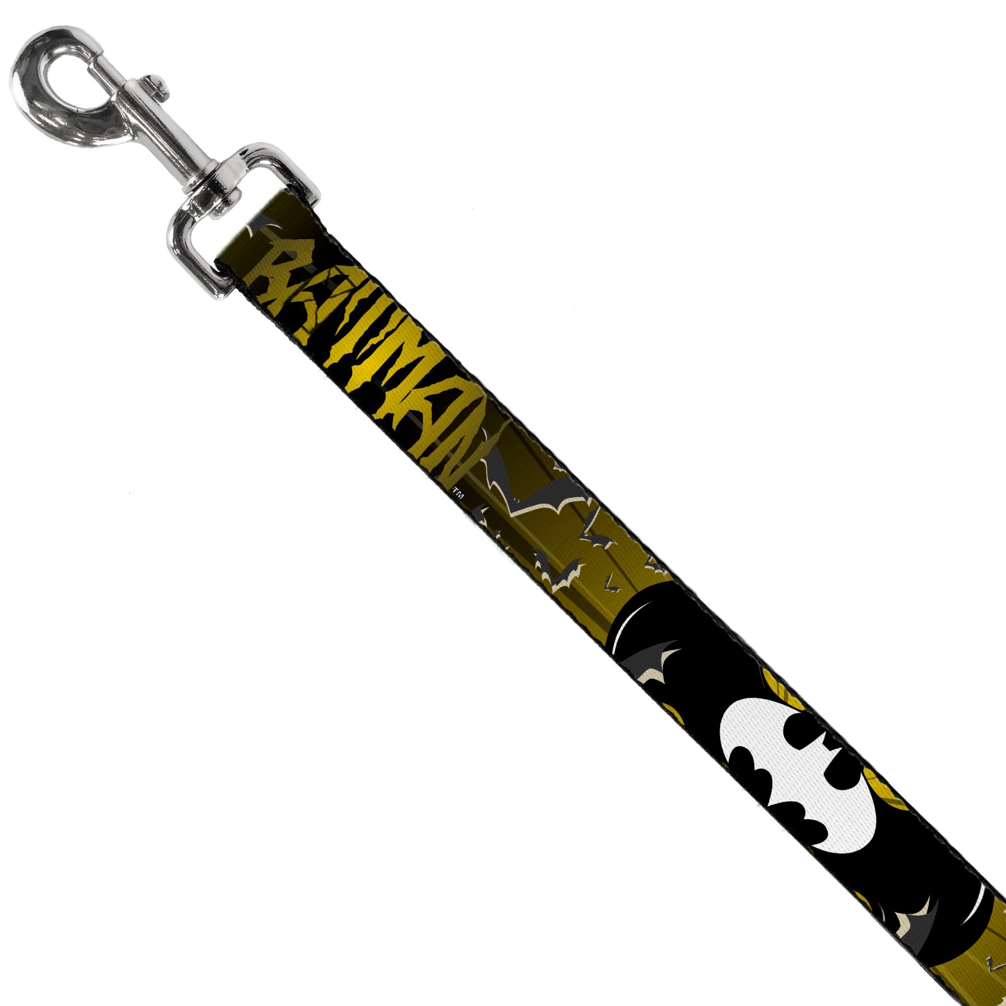 Dog Leash - BATMAN w/Bat Signals & Flying Bats Yellow/Black/White