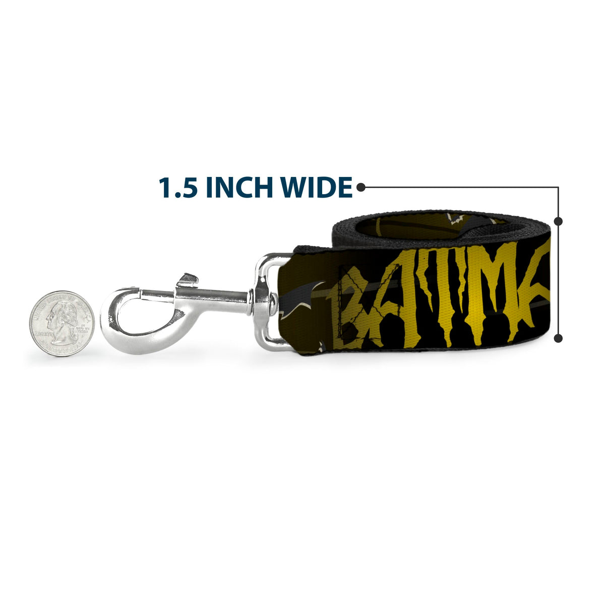 Dog Leash - BATMAN w/Bat Signals & Flying Bats Yellow/Black/White 