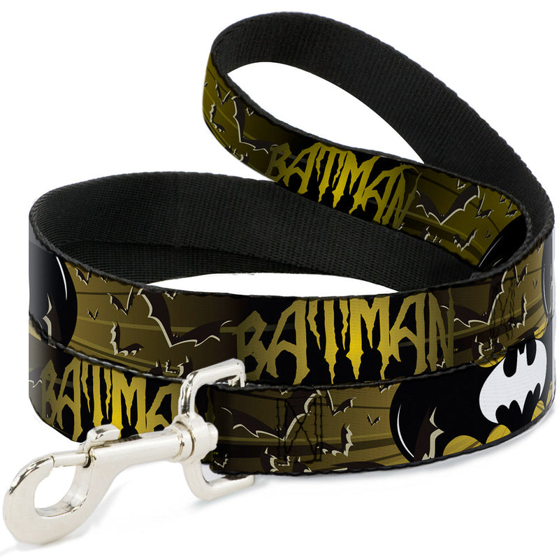 Dog Leash - BATMAN w/Bat Signals & Flying Bats Yellow/Black/White 
