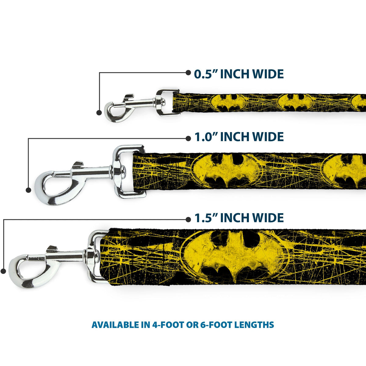 Dog Leash - Batman Shield CLOSE-UP Sketch Black/Yellow 