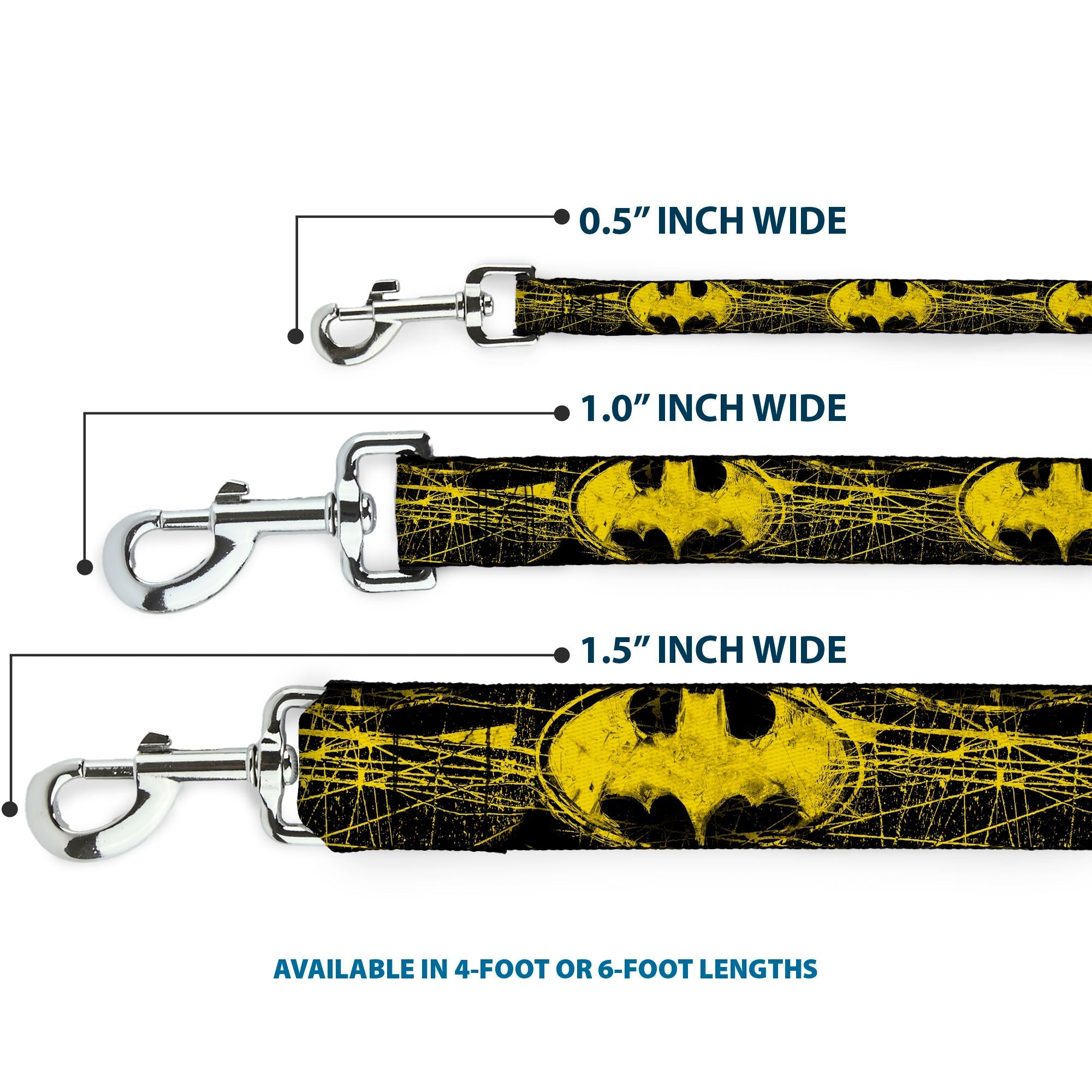 Dog Leash - Batman Shield CLOSE-UP Sketch Black/Yellow 