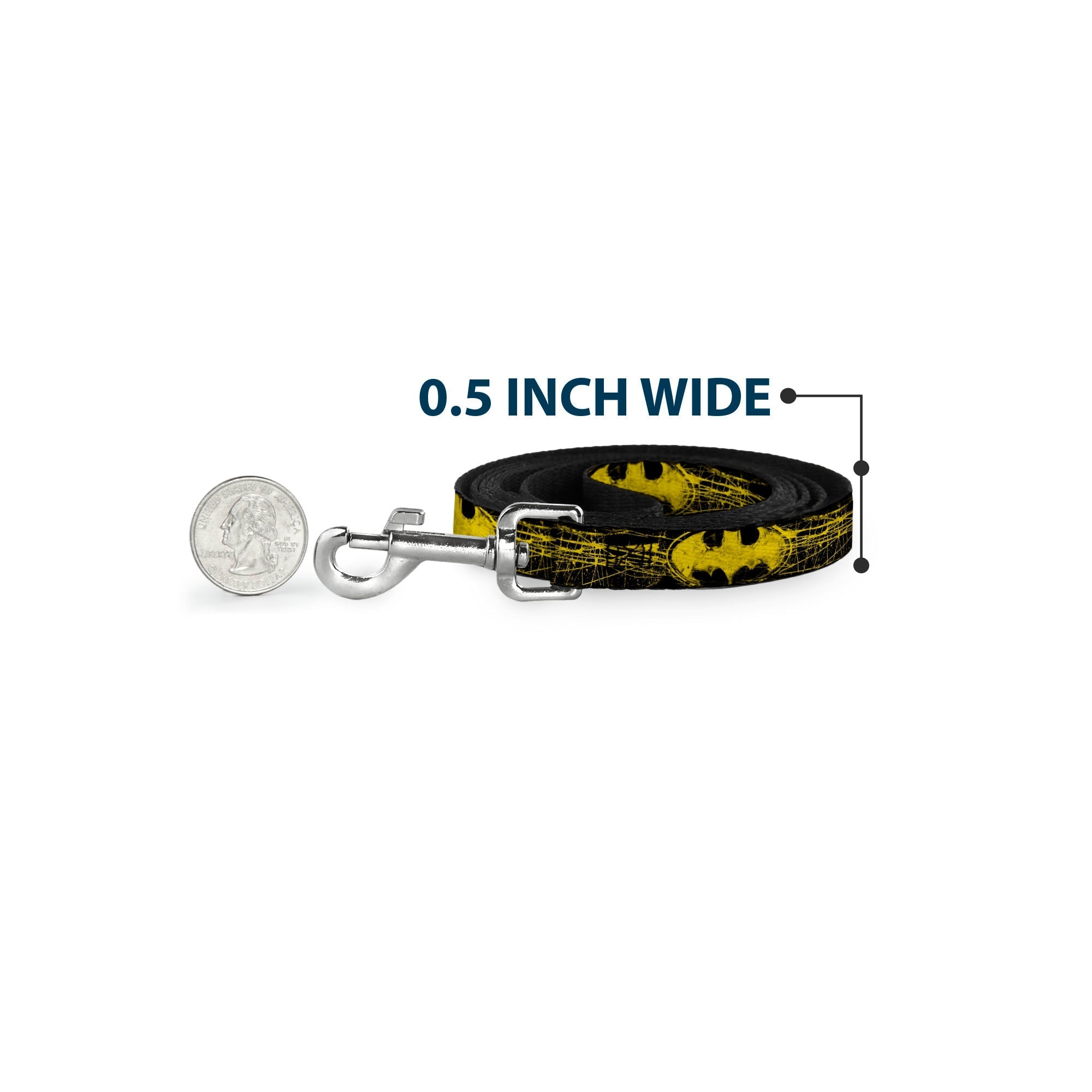 Dog Leash - Batman Shield CLOSE-UP Sketch Black/Yellow 