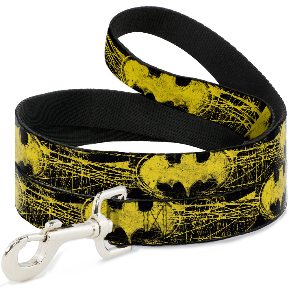 Dog Leash - Batman Shield CLOSE-UP Sketch Black/Yellow 