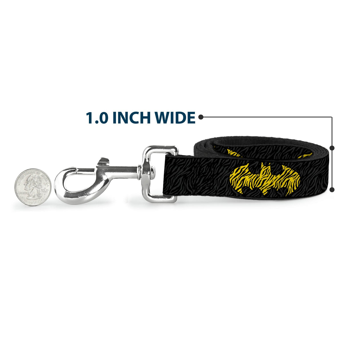 Dog Leash - Zebra Bat Signal Black/Gray/Yellow/Black 