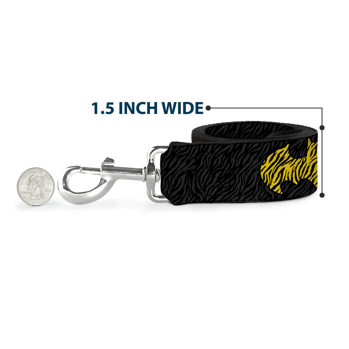 Dog Leash - Zebra Bat Signal Black/Gray/Yellow/Black 