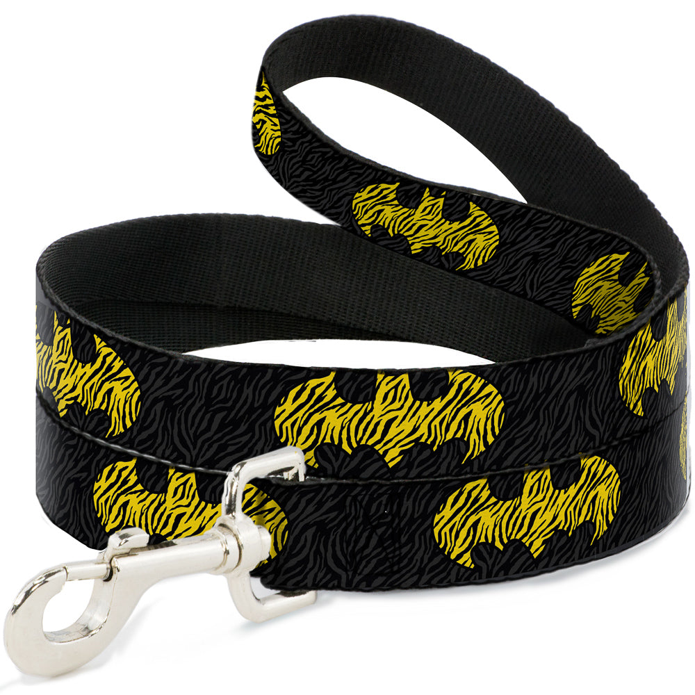Dog Leash - Zebra Bat Signal Black/Gray/Yellow/Black 
